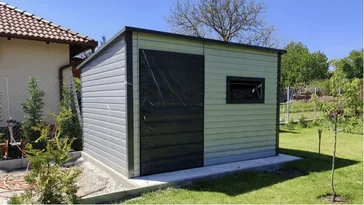 Abri de jardin en acier blanc RAL 9010 avec porte coulissante anthracite et fenêtre