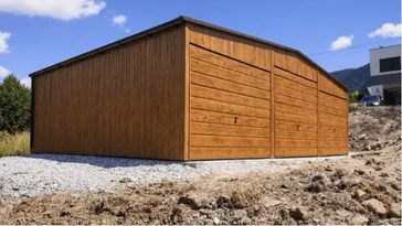 Grande structure acier triple 9 × 6 m décor bois Multigross, bardage vertical, trois portes
